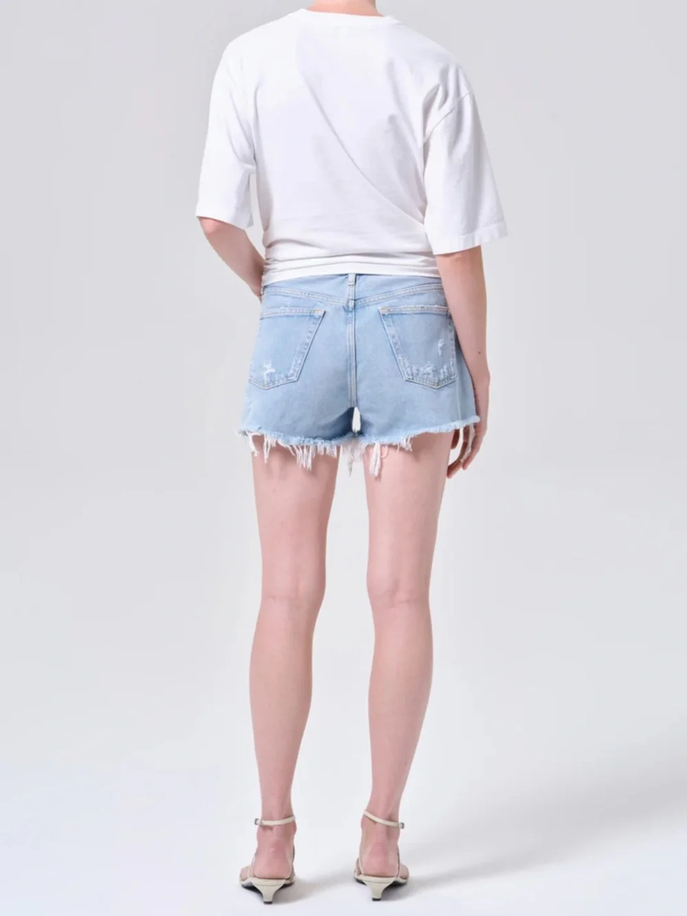 AGOLDE Lightwash Blue Parker Vintage Cut Off Shorts - Swapmeet - 27 - Picture 8 of 10